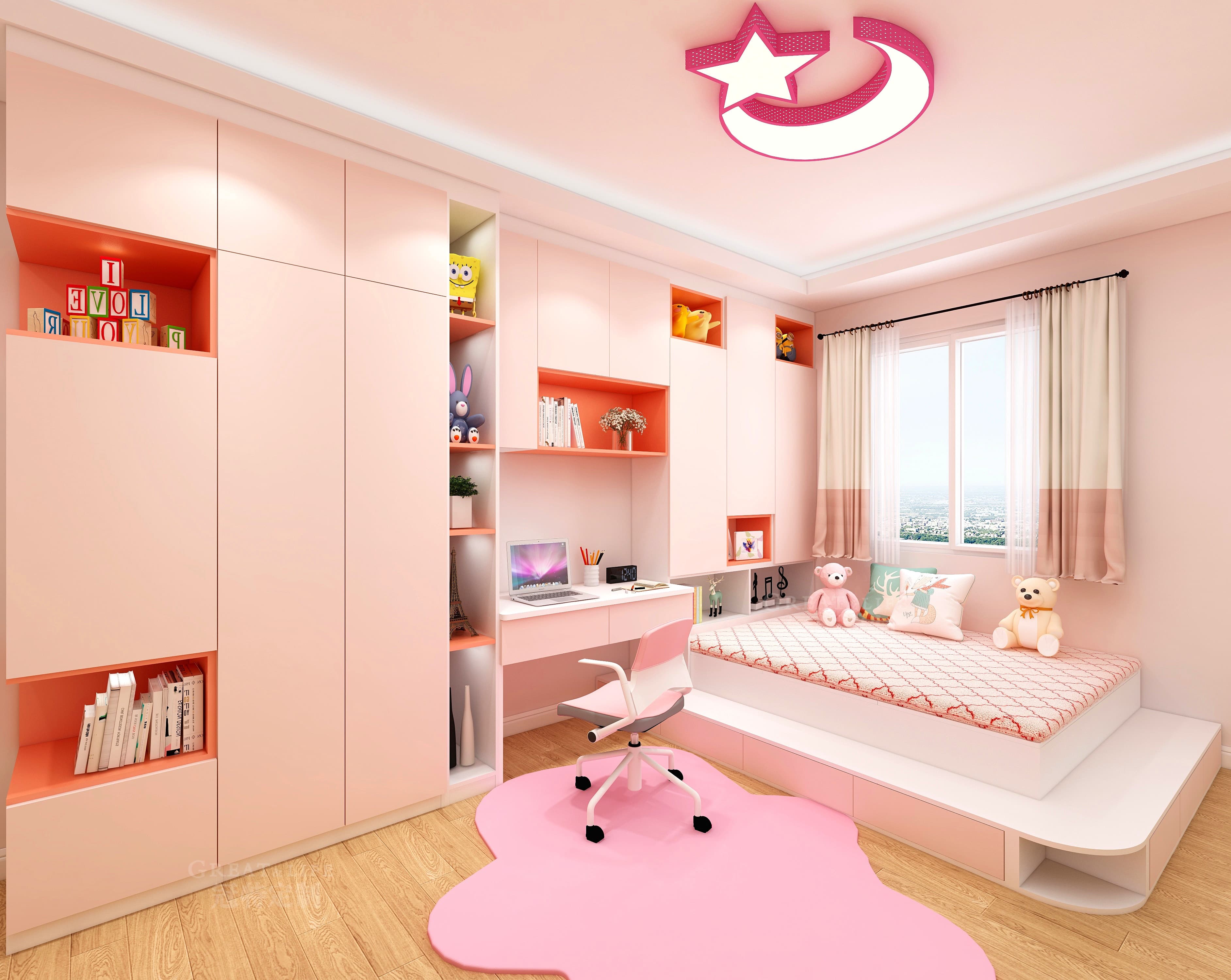 粉色系儿童房|空间|室内设计|陈文静123 - 原创作品 - 站酷 (ZCOOL)